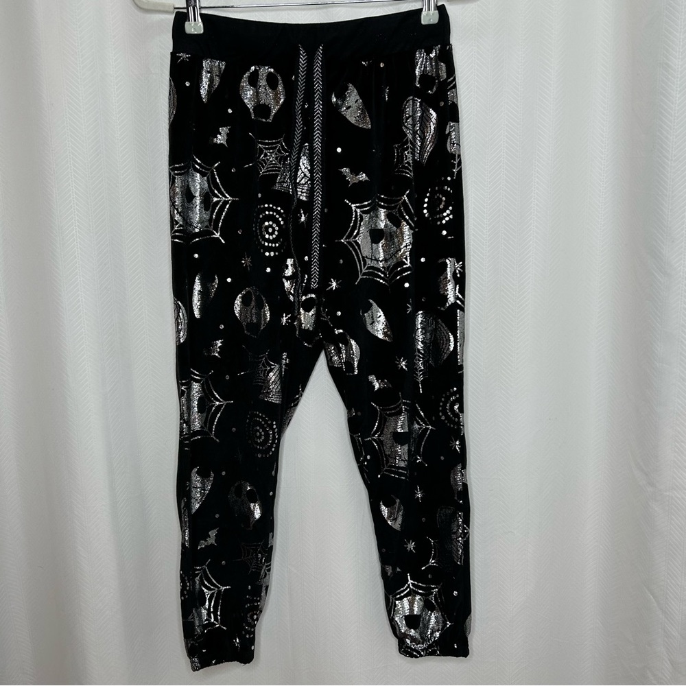 Nightmare before Christmas black and silver velour joggers